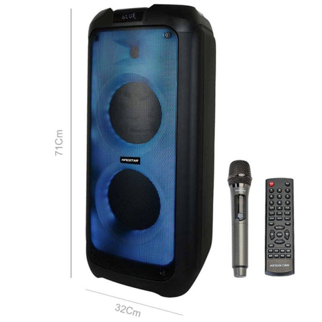 اسپیکر چمدانی بلوتوثی رم و فلش خور KingStar KBS615 + میکروفون و ریموت کنترل