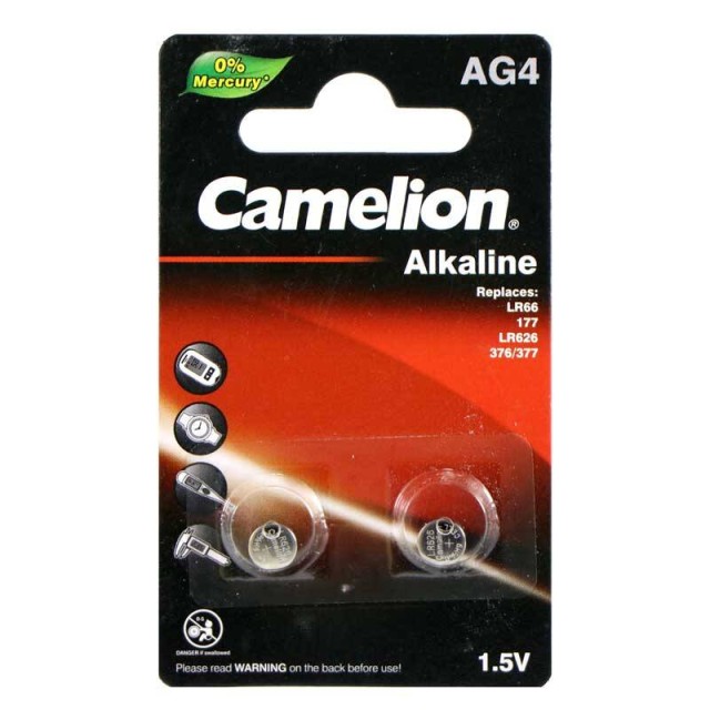 باتری سکه ای Camelion Alkaline AG4 بسته ۲ عددی