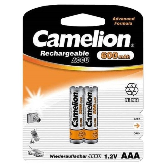 باتری دوتایی نیم قلمی شارژی Camelion Rechargeable ACCU AAA 600mAh