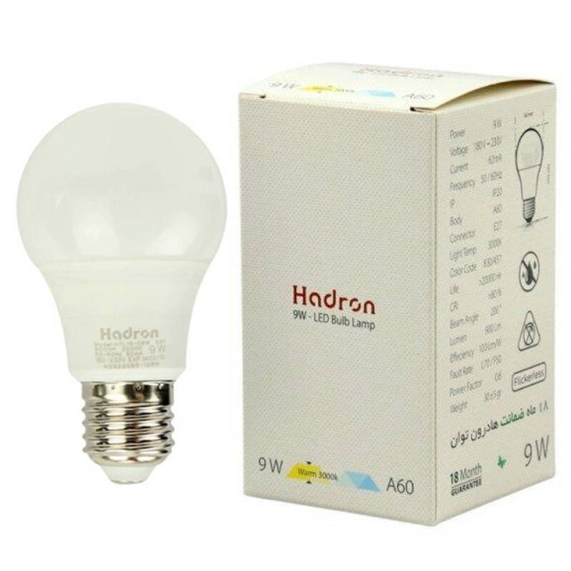 لامپ حبابی LED هادرون Hadron A60 E27 9W