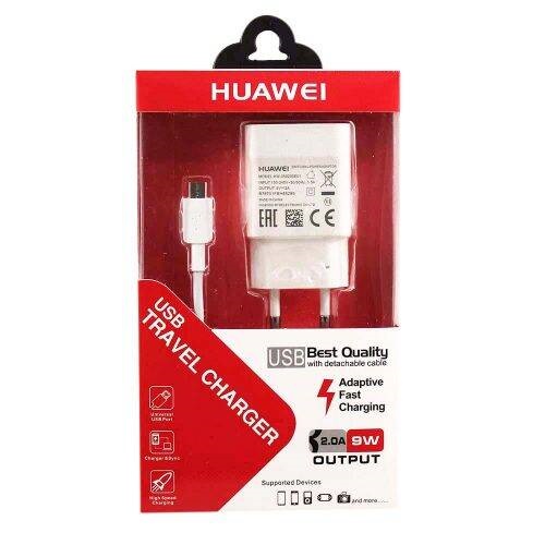 شارژر دیواری فست شارژ HUAWEI 2A 9W پکدار + کابل میکرو یو اس بی