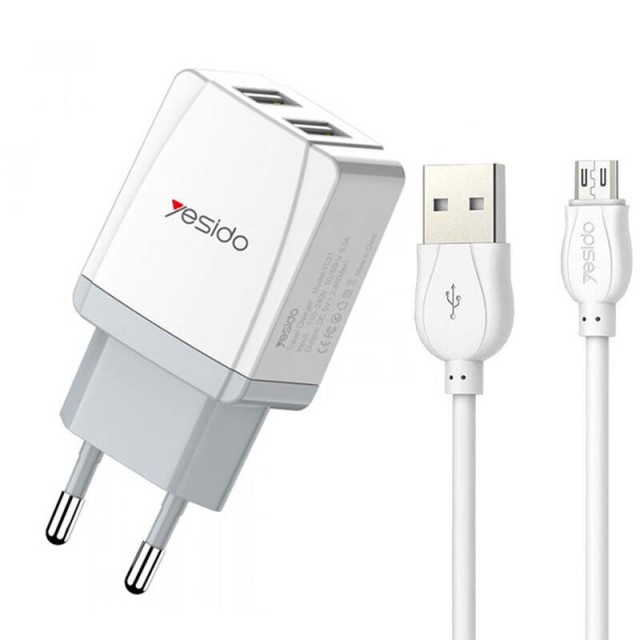 شارژر دیواری فست شارژ LDNIO A2202 2.4A 12W + کابل میکرو یو اس بی