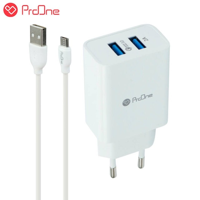 شارژر دیواری فست شارژ ProOne PWC520 3A QC3 18W + کابل میکرو یو اس بی
