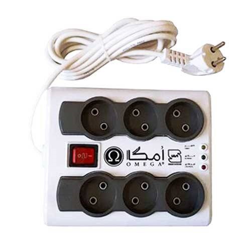 محافظ برق صوتی تصویری 6 خانه امگا P6000 با کابل 5 متری