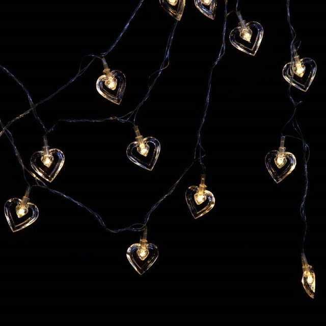 ریسه طرح قلب شیشه ای آفتابی طول 5.5 متر