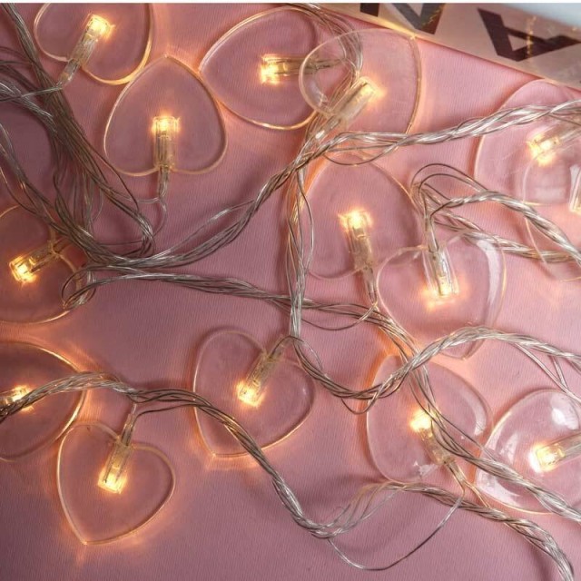 ریسه طرح قلب شیشه ای آفتابی طول 2.5 متر