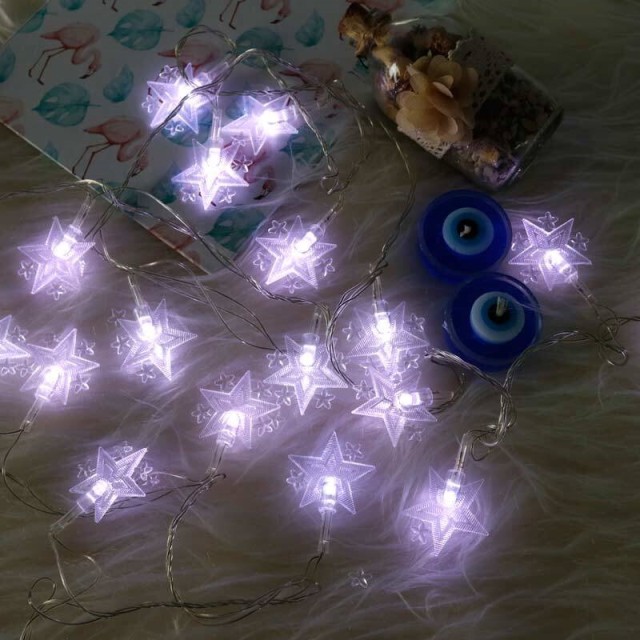 ریسه طرح ستاره برفکی مهتابی ۴٫۵ متری