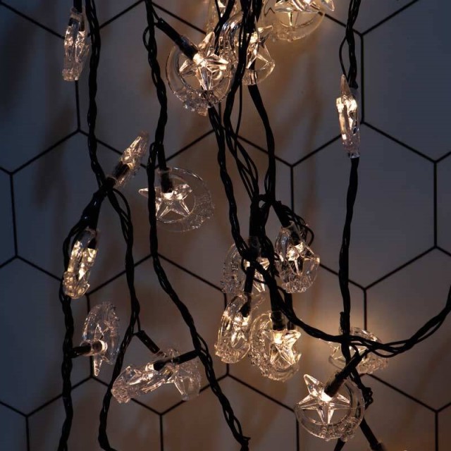 ریسه طرح ماه و ستاره ۸ متری سیم مشکی