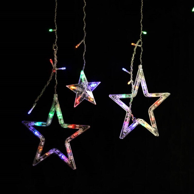 ریسه پرده ای طرح ستاره رنگی ۳ متری