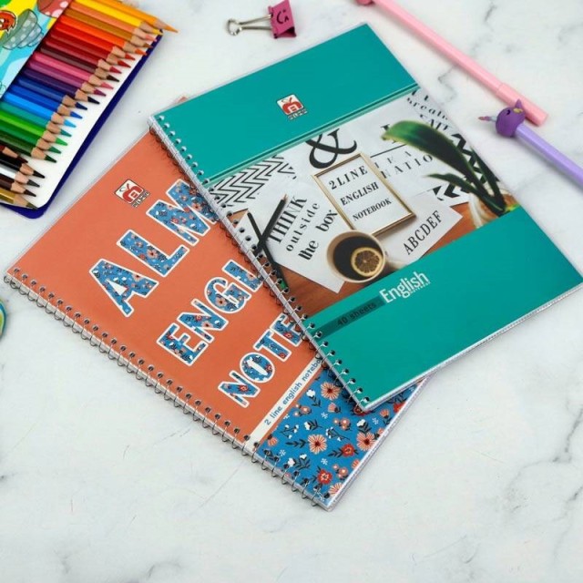 دفتر سیمی ۴۰ برگ ۲ خط طرح دار نهال آلما کد ۷۴۳۲