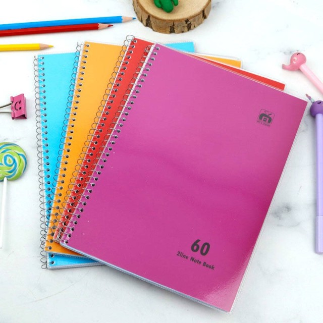 دفتر ۶۰ برگ ۲ خط ساده رنگی Nahal Alma کد ۷۶۳۳