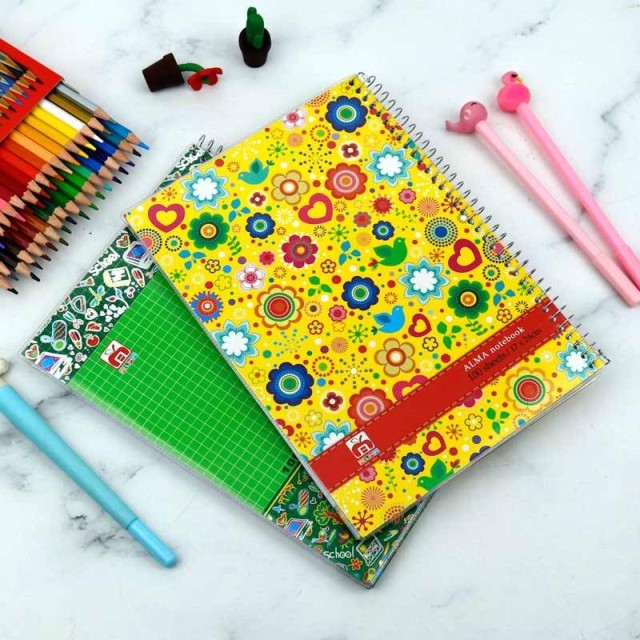 دفتر سیمی ۱۰۰ برگ طرح گل Nahal Alma کد ۷۱۸۵