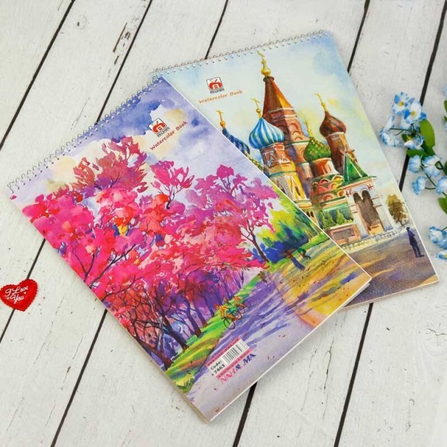 دفتر آبرنگ سیمی ۱۰ برگ طرح فانتزی نهال آلما کد ۷۴۶۳