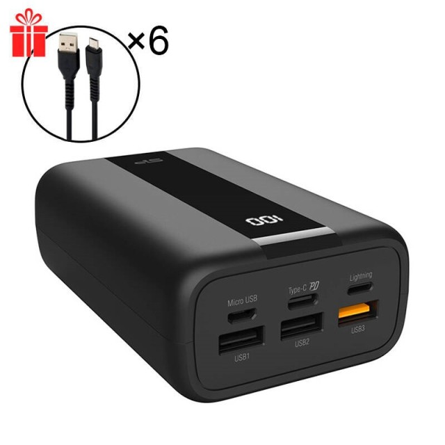 پاور بانک فست شارژ ۳۰۰۰۰ سیلیکون پاور Silicon Power QX55 QC3.0 PD 22.5W + شش عدد کابل هدیه