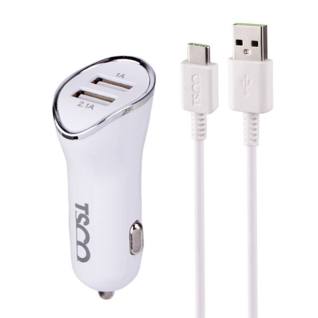 شارژر فندکی TSCO TCG31 2.1A 10.5W + کابل تایپ سی