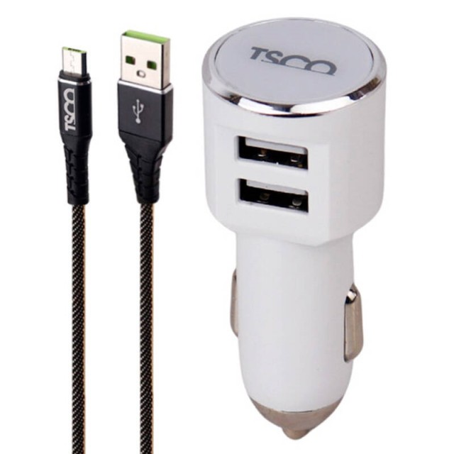 شارژر فندکی فست شارژ TSCO TCG 29N 3.1A 15.5W + کابل میکرو یو اس بی