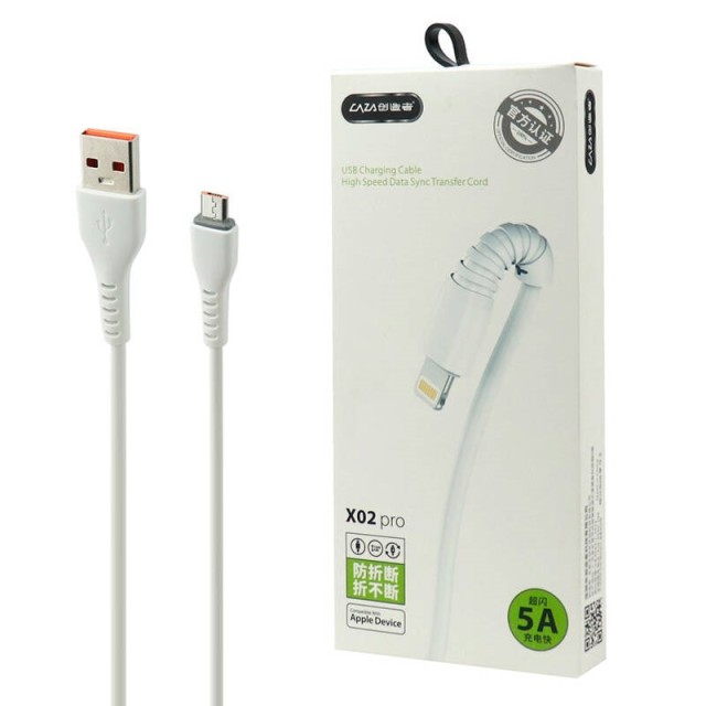کابل میکرو یو اس بی فست شارژ CAZA X02 Pro 5A 1m