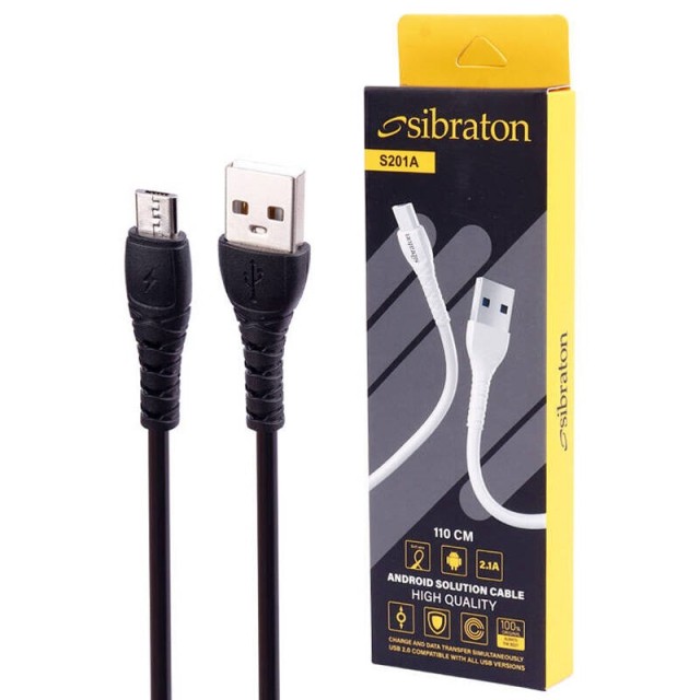 کابل میکرو یو اس بی Sibraton S201A 2.1A 1.1m