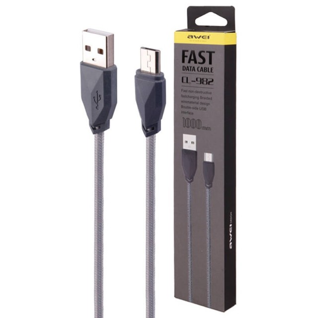 کابل میکرو یو اس بی فست شارژ Awei CL-982 2.1A 1m