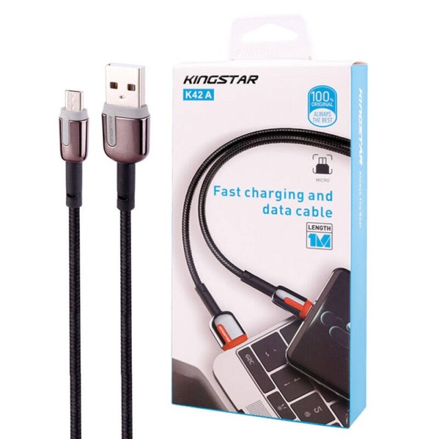 کابل میکرو یو اس بی فست شارژ KingStar K42A 2.4A 1m