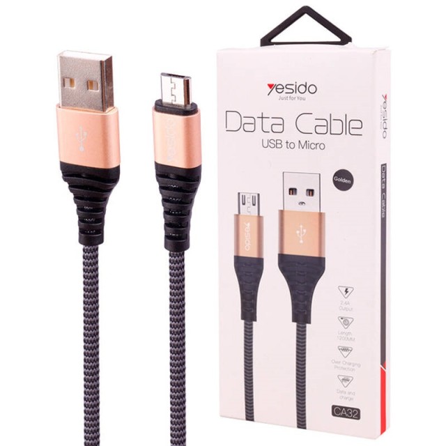 کابل میکرو یو اس بی Yesido CA32 2.4A 1.2m