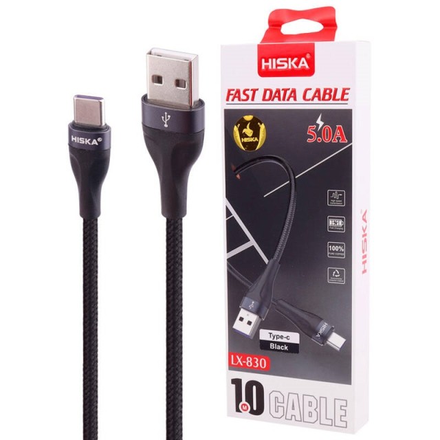 کابل تایپ سی فست شارژ Hiska LX-830 5A 1m