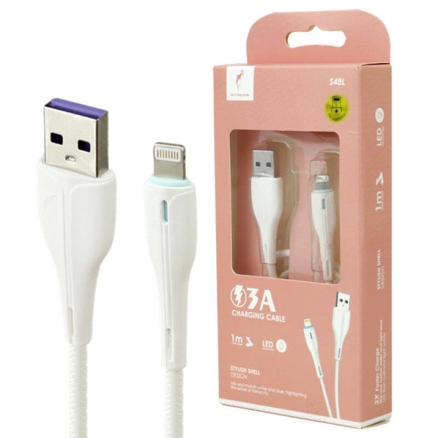 کابل آیفونی فست شارژ Sky dolphin S48L 3A 1m