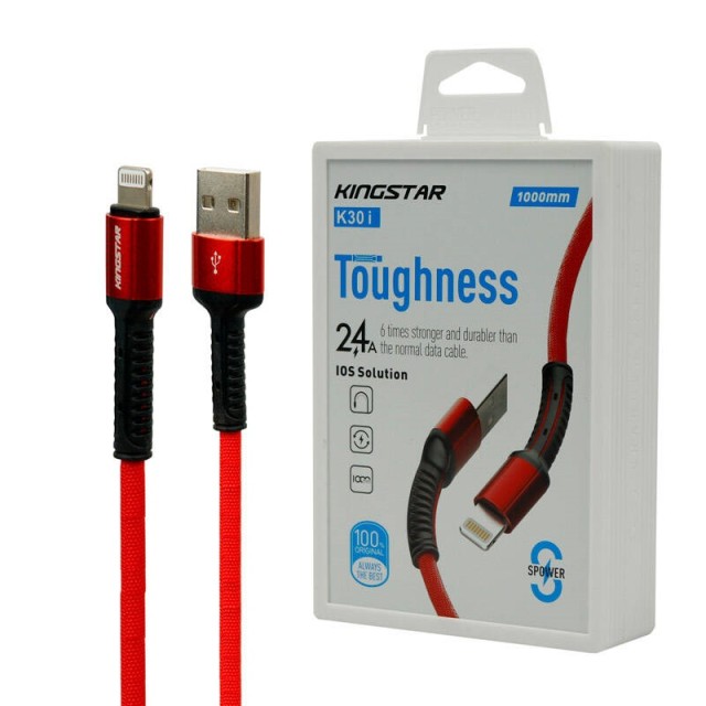 کابل آیفونی فست شارژ KingStar K30i 2.4A 1m