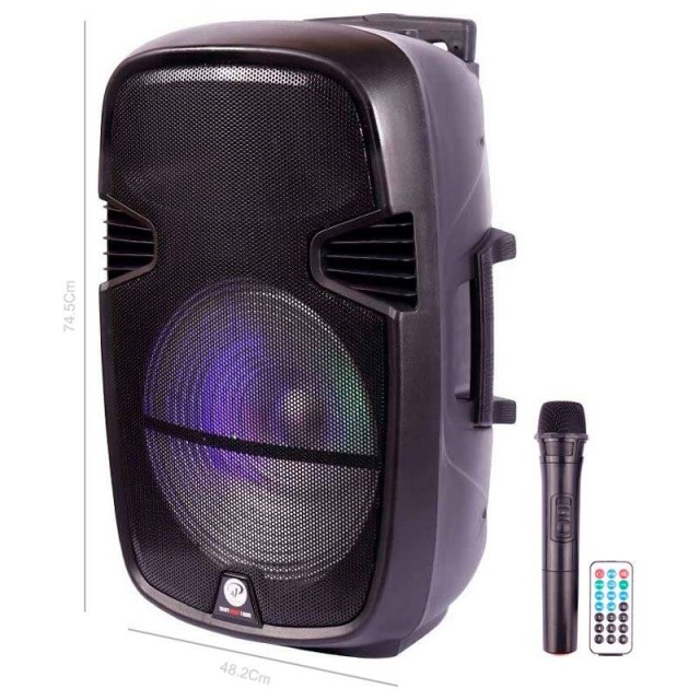 اسپیکر چمدانی بلوتوثی رم و فلش خور XP-Product XP-ME1115C + میکروفون و ریموت کنترل