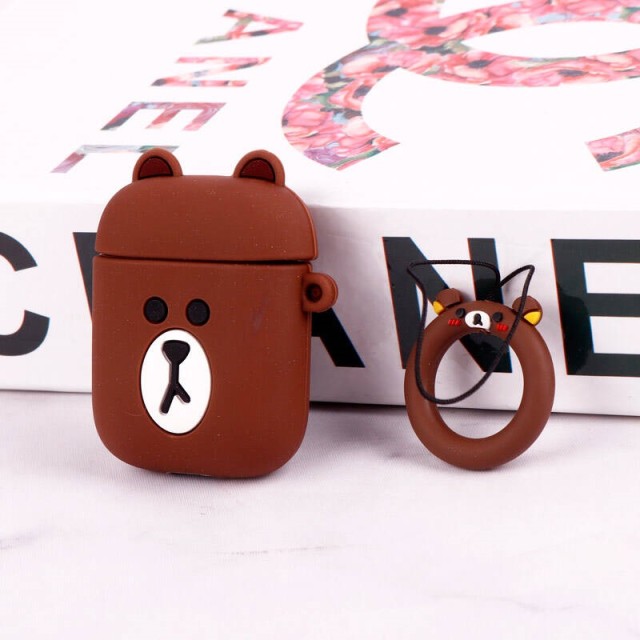 محافظ AirPods 1 / 2 سیلیکونی خرس قهوه ای