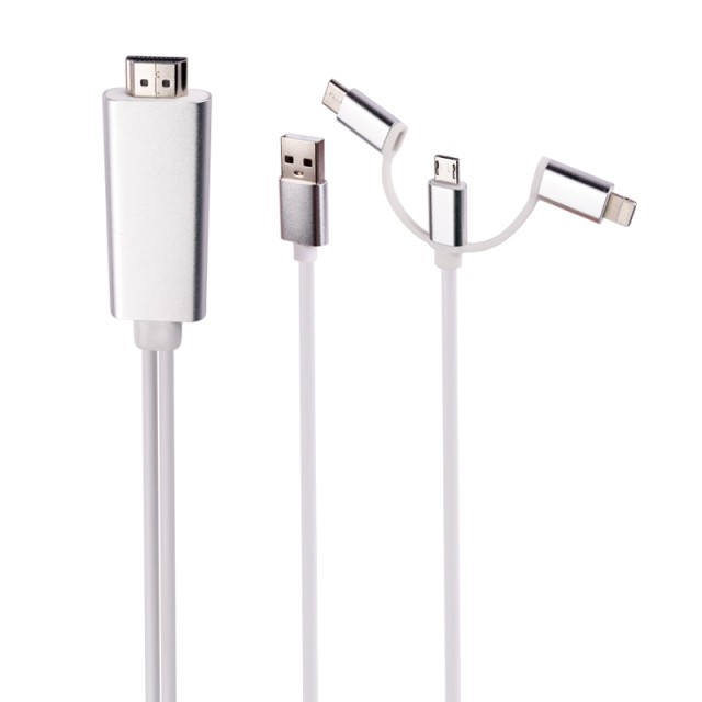 کابل تبدیل MiraScreen LD6M3M Lightning/Micro USB/TypeC to HDMI 3m