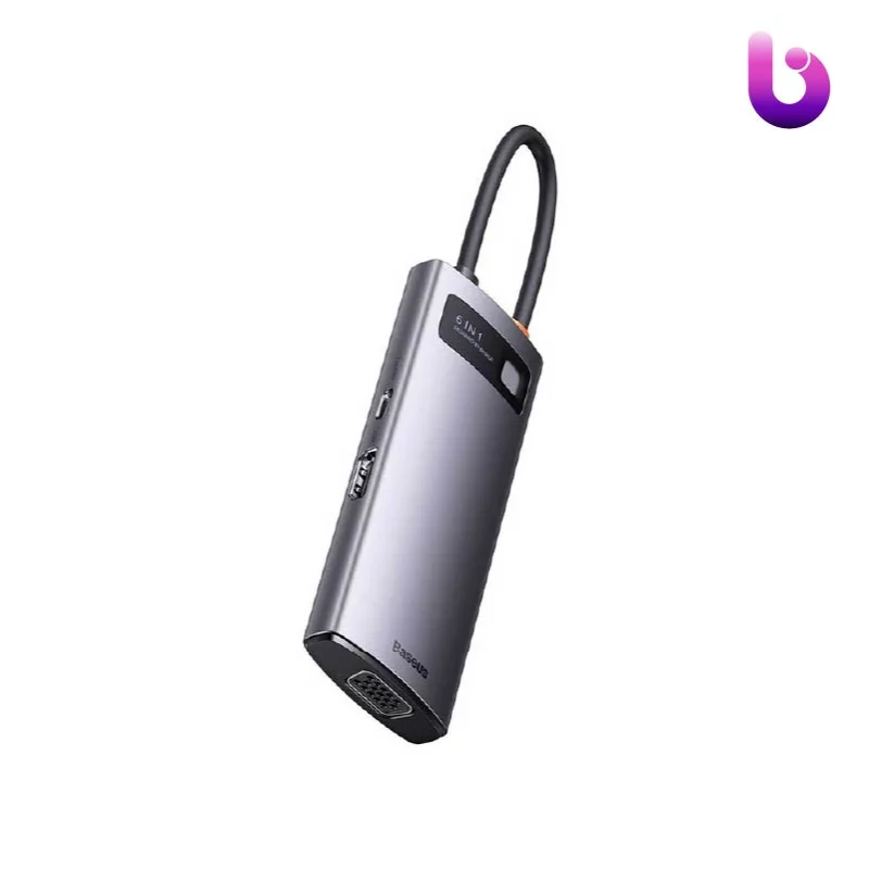 هاب Baseus Metal Gleam Series WKWG030013 Type-C To USB3.0/HDMI/VGA/Type-C PD