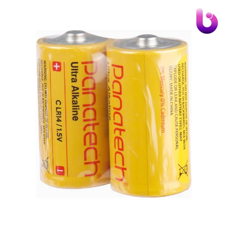باتری دوتایی متوسط Panatech Ultra Alkaline LR14 1.5V C شرینک