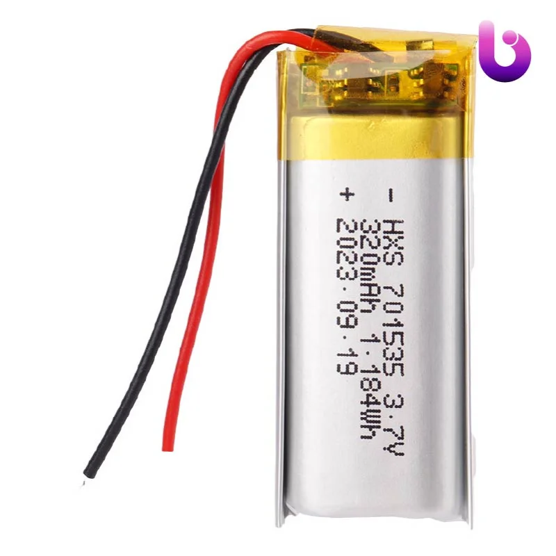 باتری لیتیوم 320mAh 8*15*35mm 701535