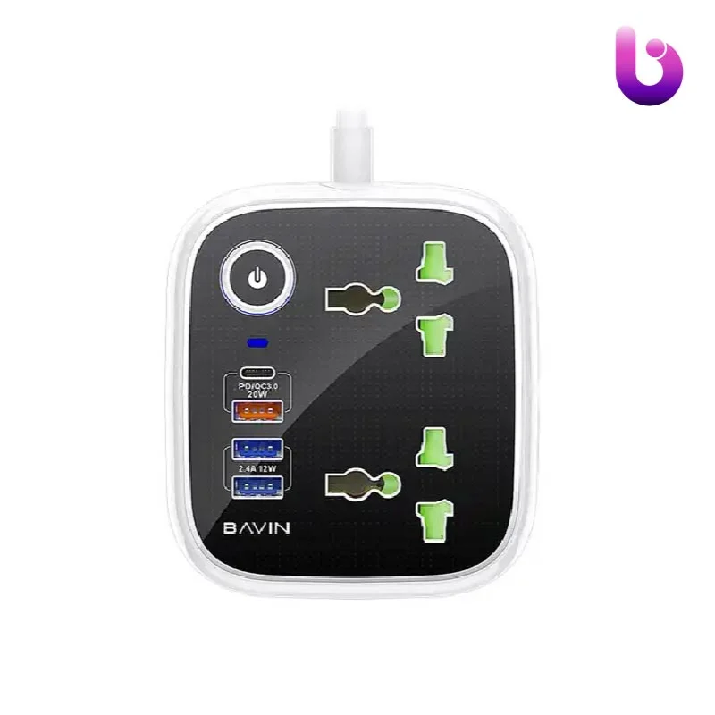 چند راهی برق و شارژر باوین Bavin PC830 دارای 4 پورت