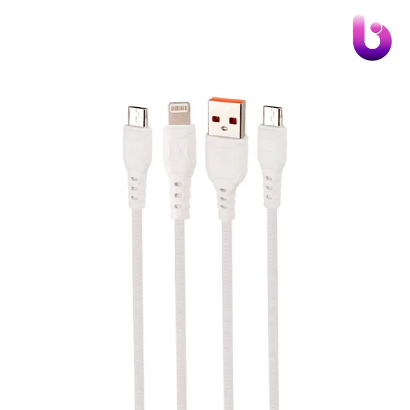 کابل ۳ سر فست شارژ Vdenmenv D05E 2.4A 1m