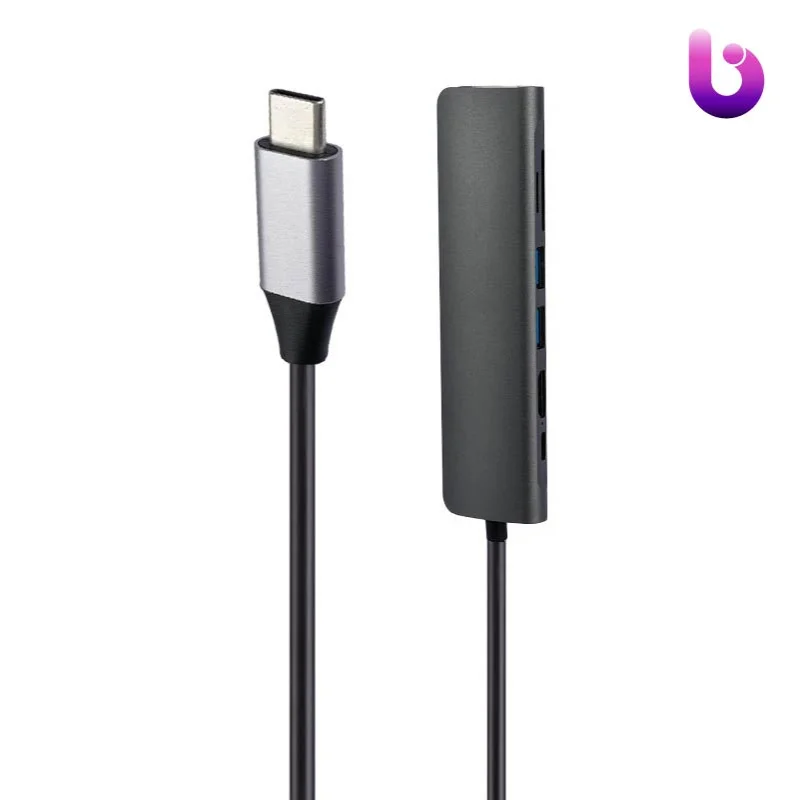 هاب K-net S7 K-MFCMS707 Type-C To USB3.0/HDMI/LAN/SD/Micro SD/Type-C