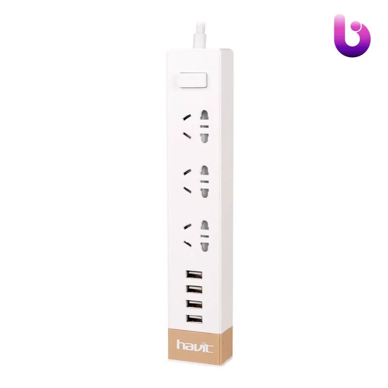 چند راهی ۳ خانه برق هویت HV-A45U با کابل 1.5 متری + شارژر USB