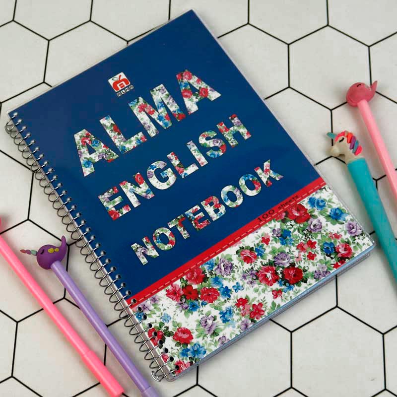 دفتر سیمی ۱۰۰ برگ ۲ خط طرح دار نهال آلما کد ۷۱۳۲