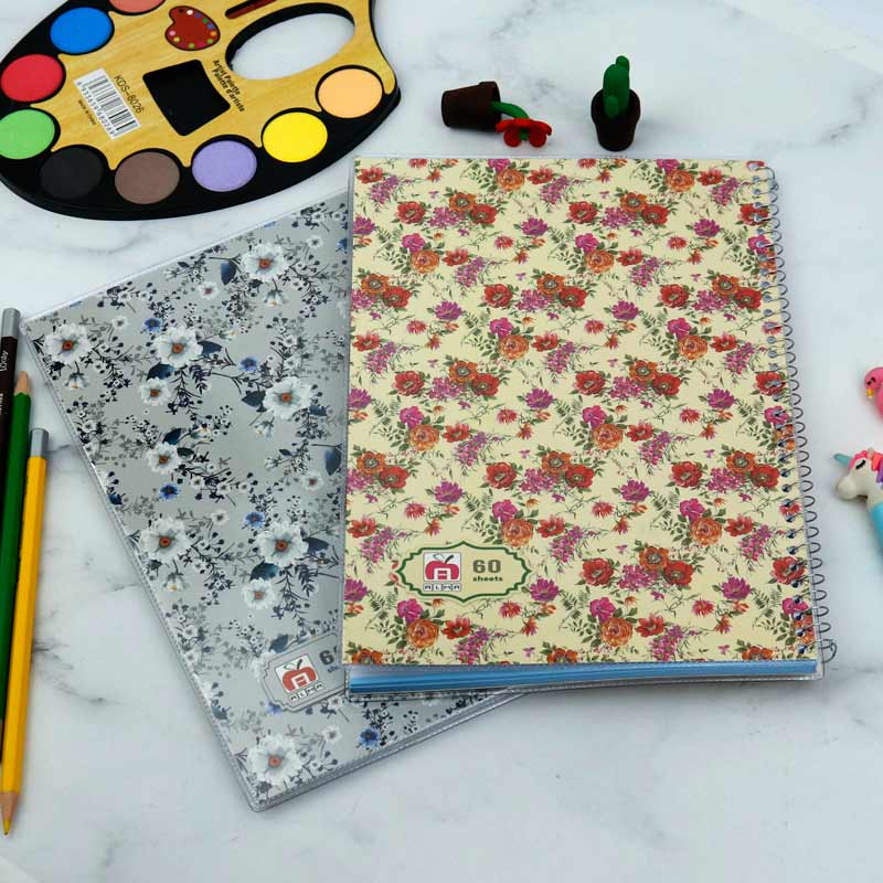 دفتر سیمی ۶۰ برگ طرح گل Nahal Alma کد ۷۶۹۳