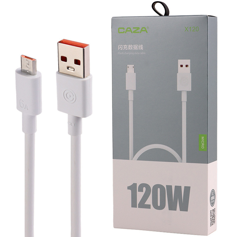 کابل میکرو یو اس بی فست شارژ Caza X120 6A 120W 1m