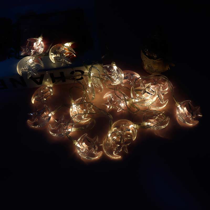 ریسه طرح ماه و ستاره باتری خور سه تایی آفتابی طول 2.5 متر