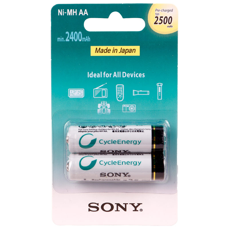 باتری دوتایی قلمی شارژی Sony CycleEnergy Ni-MH AA 2500mAh