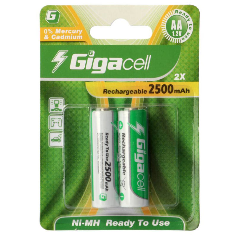 باتری دوتایی قلمی شارژی Gigacell AA 2500mAh