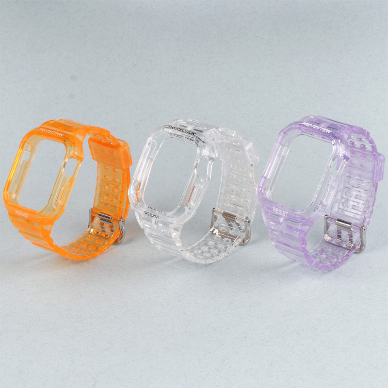 بند اپل واچ شفاف رنگی Slicto + کاور صفحه 42/44/45mm