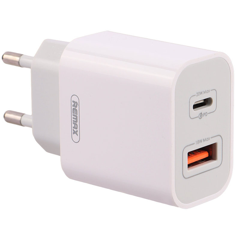 شارژر دیواری فست شارژ Remax RP-U68 2Port 3A PD3.0 QC3.0 20W + کابل آیفونی