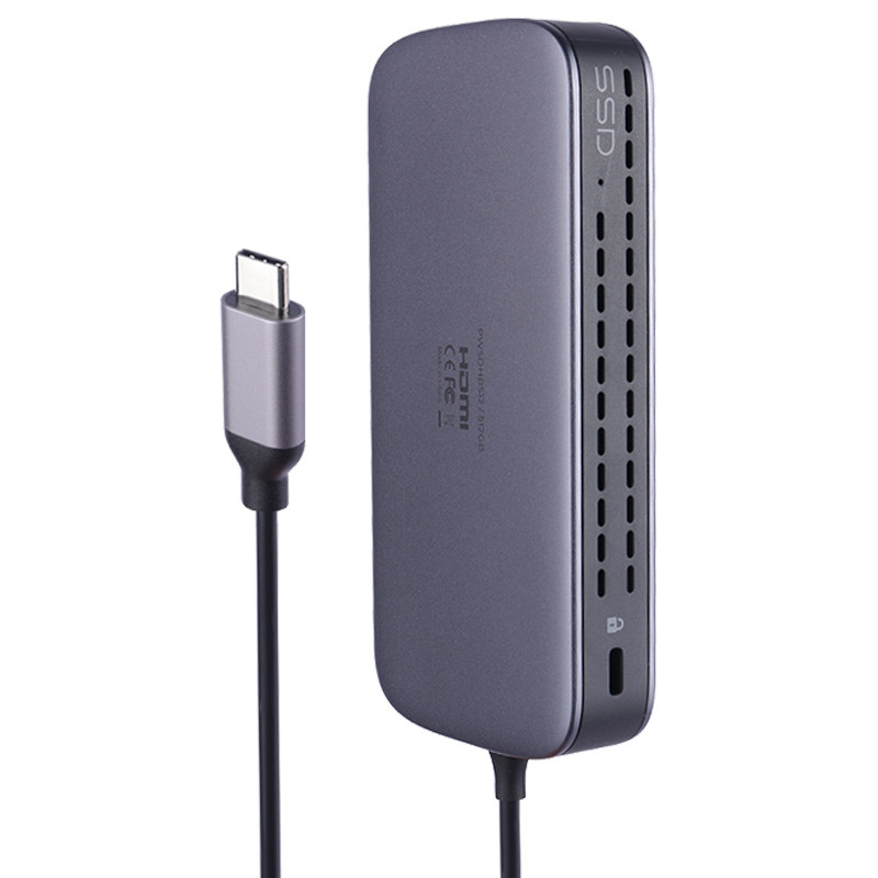 هاب و حافظه اس اس دی 512 گیگابایت Powerology PWSDHB512 Type-C To USB3.0/HDMI/SD/Micro SD/Type-C