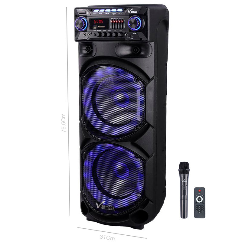 اسپیکر چمدانی بلوتوثی رم و فلش خور Vanmaax MAX-1000 + میکروفون و ریموت کنترل