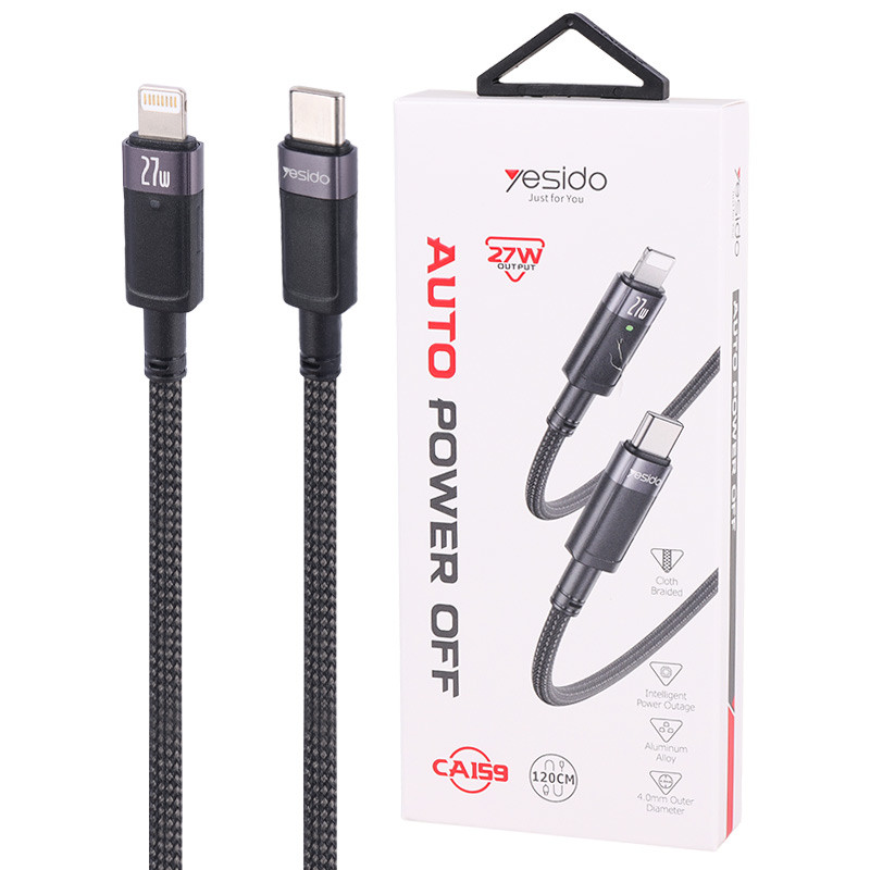 کابل تبدیل فست شارژ Yesido CA159 Type-C To Lightning 3A PD 27W 1.2m