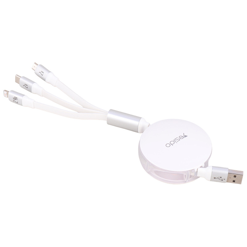 کابل 3 سر فست شارژ Yesido CA-117 2.4A 1.2m